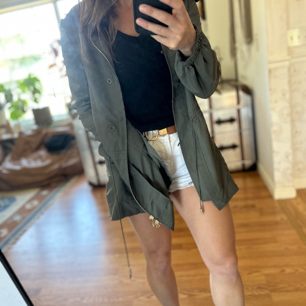 CottonOn Olive Green Jacket trench windbreaker anorak long coat lightweight xs - Picture 7 of 13